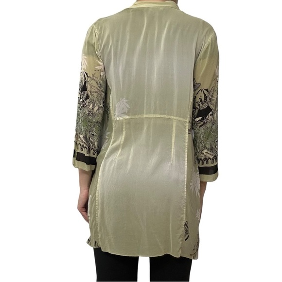 Citron Santa Monica Silk Cardigan Shawl Long Fairy Floral Green Boho Size Small - Picture 3 of 9